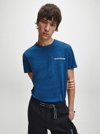 Calvin Klein Ruhák HU981435 | Calvin Klein Slim Organic Cotton Logo Férfi Póló Kék